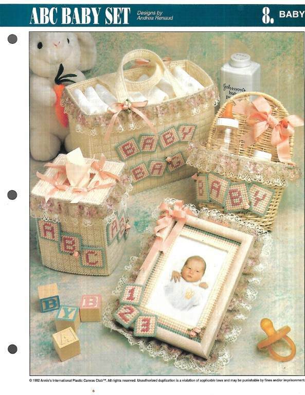 LOT/7 PLASTIC CANVAS LEAFLETS BABY PROJECTS