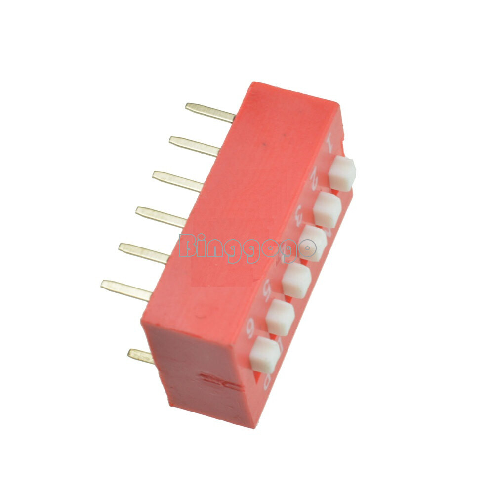 20PCS NEW 2.54mm 6 Position Slide Type Switch Module 6-Bit DIP Red Pitch