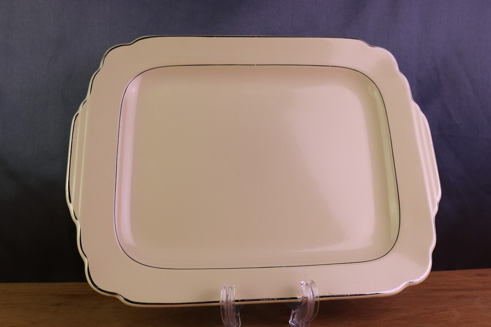 Homer Laughlin Ivory Cream Century Pattern Platinum Trim Rectangular Platter