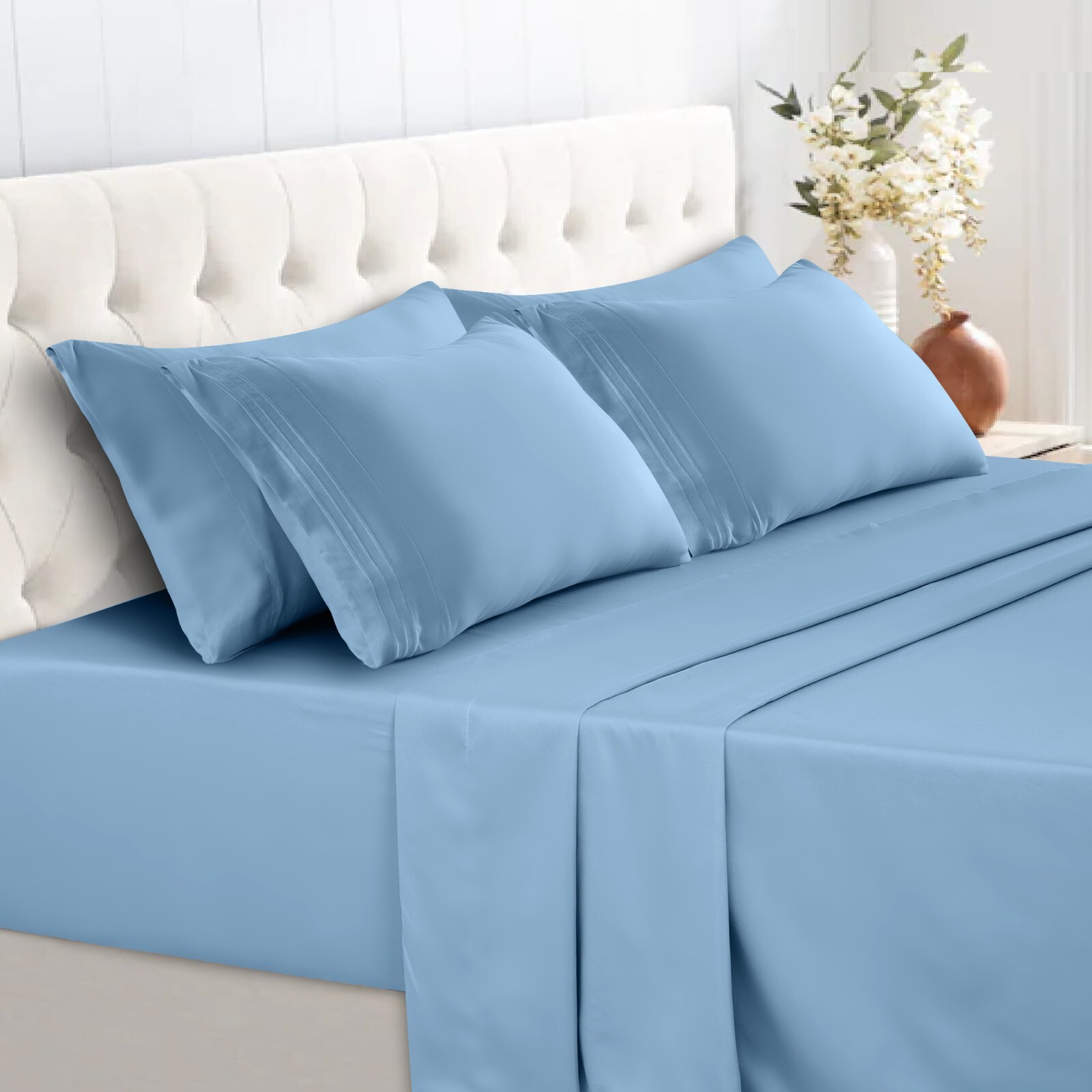 1800 Series 6 Piece Bedsheet Set Extra Soft Deep Pocket Hotel Luxury Bed Sheets
