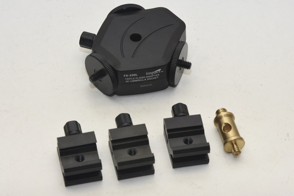 Used Impact FA-330L Adjustable Locking Triple Flash Adapter with Umbrella Socket