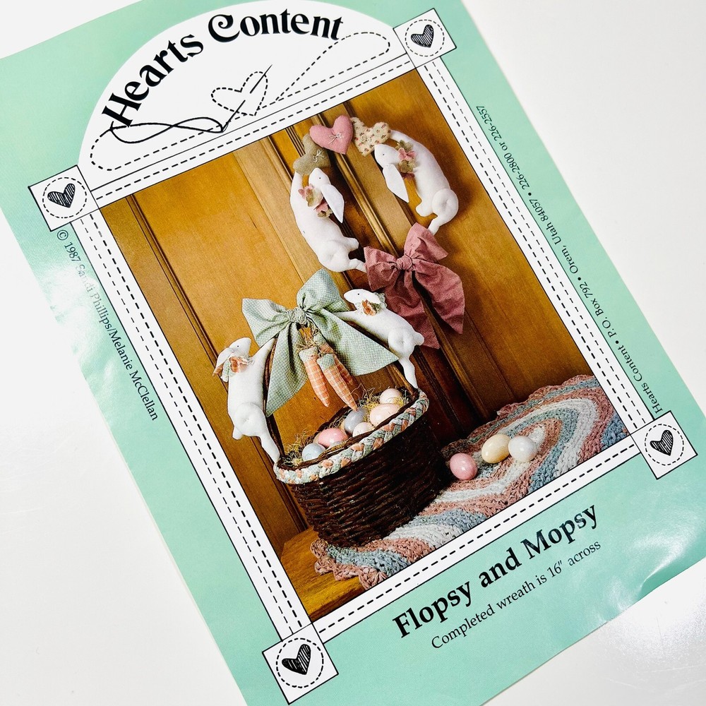 Flopsy and Mopsy Easter Bunny Wreath and Easter Basket PATTERN by Hearts Content