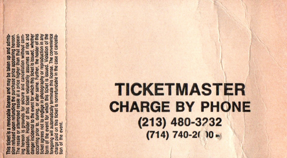 Madness / Fishbone Vintage Ticketmaster Ticket Stub