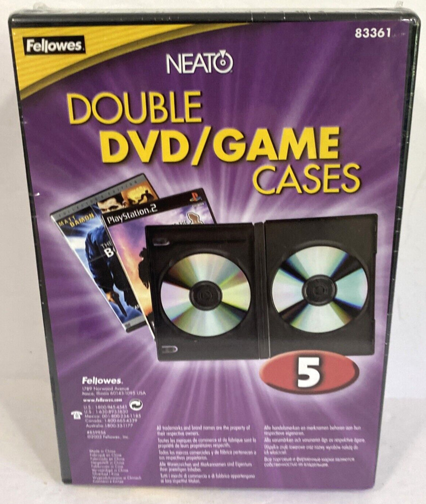 Neato Double DVD/Game Cases Clear Front And Back, 5 Pack