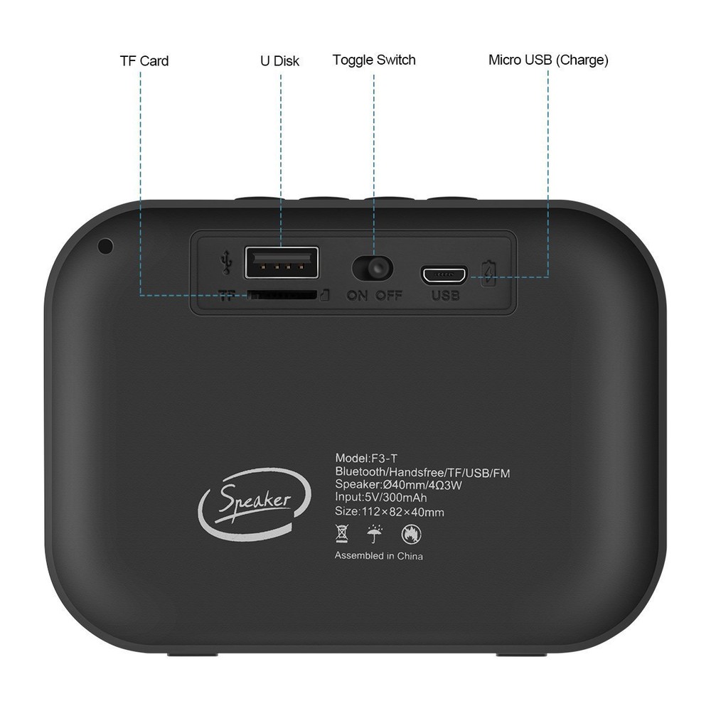 Portable Bluetooth Wireless Speaker with Rechargeable Battery