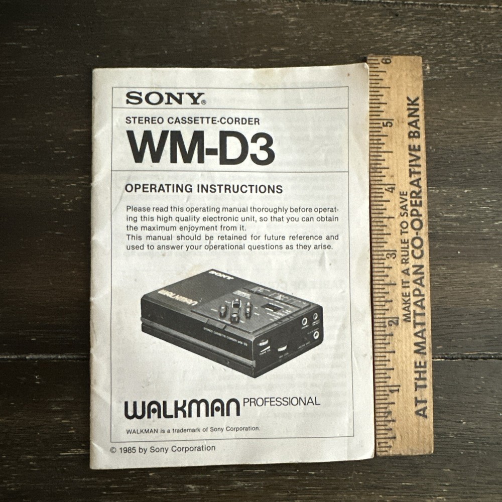 Original 1985 Sony Stereo Cassette-Recorder Operating Instructions
