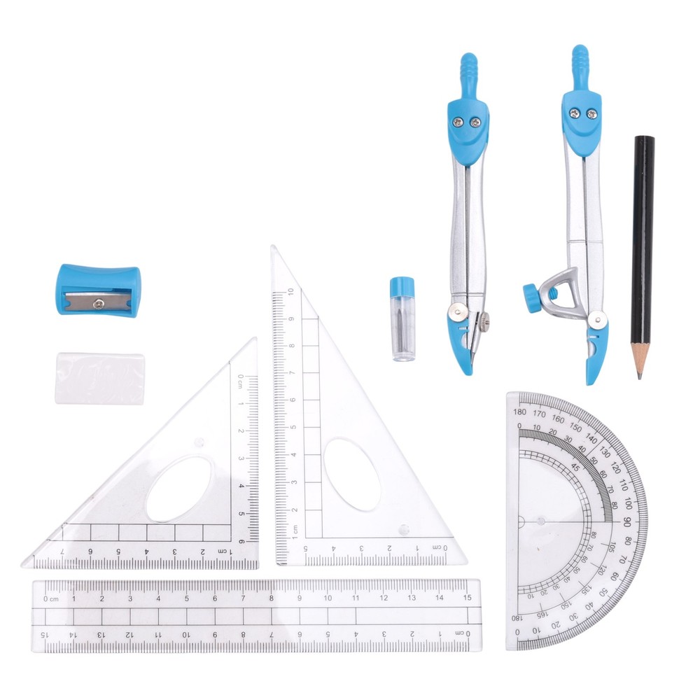 Geometry  Set 10Pcs School Maths Protractor Set Rulers for Student Maths1729