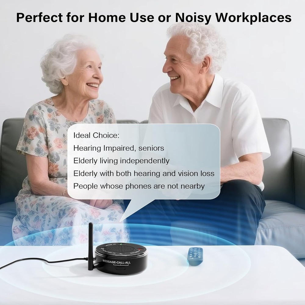 Loud Bluetooth Phone Ringer Amplifier 116dB Flasher for Seniors iOS Android