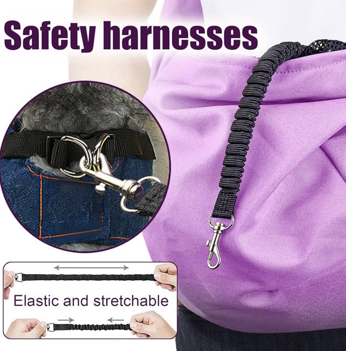Dog Cat Sling Carrier Adjustable Padded Shoulder Strap with Mesh Pocket