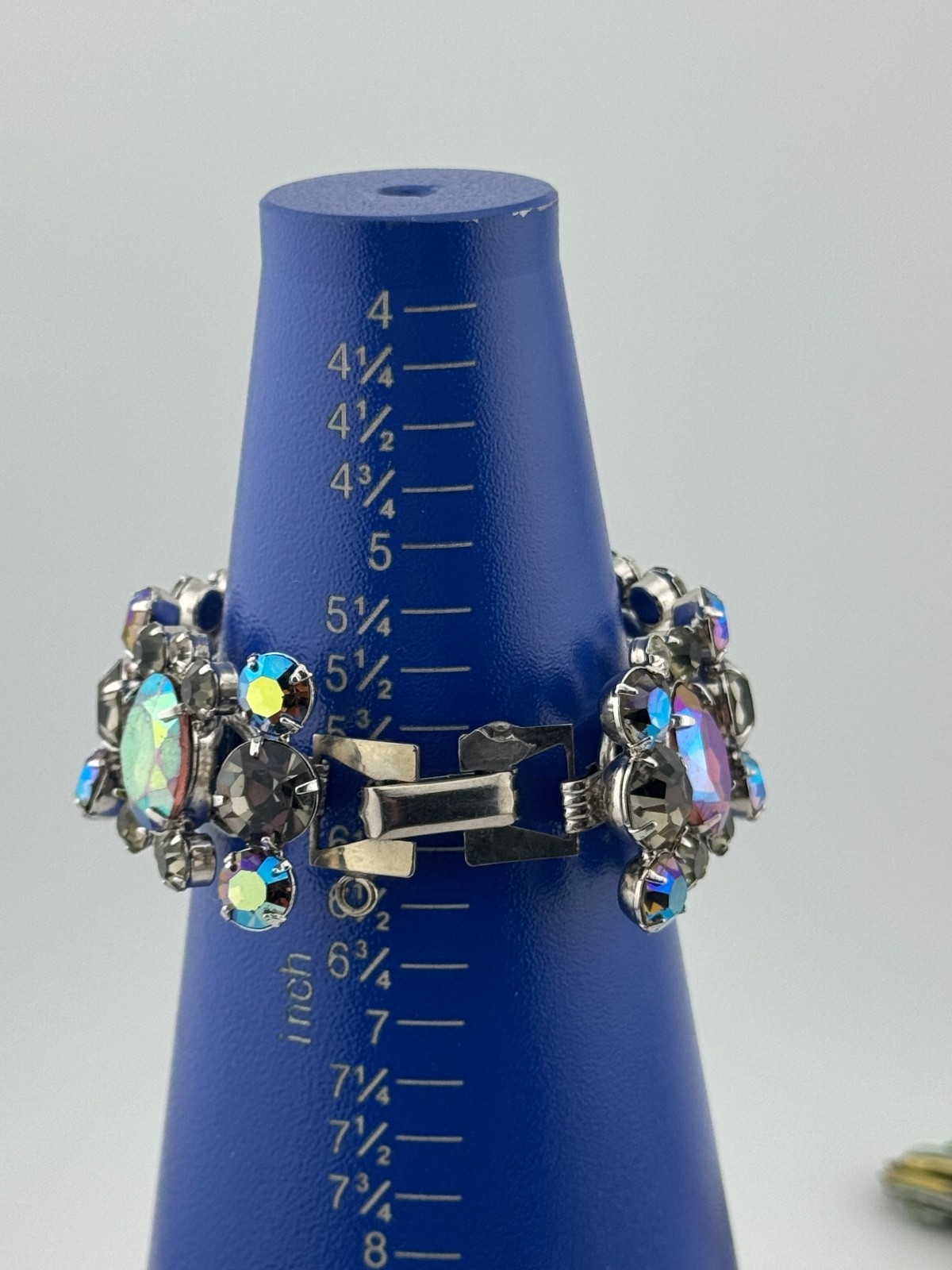 Vintage Juliana D&E 5 Link Bracelet Oval AB Aurora Borealis Rhinestone READ