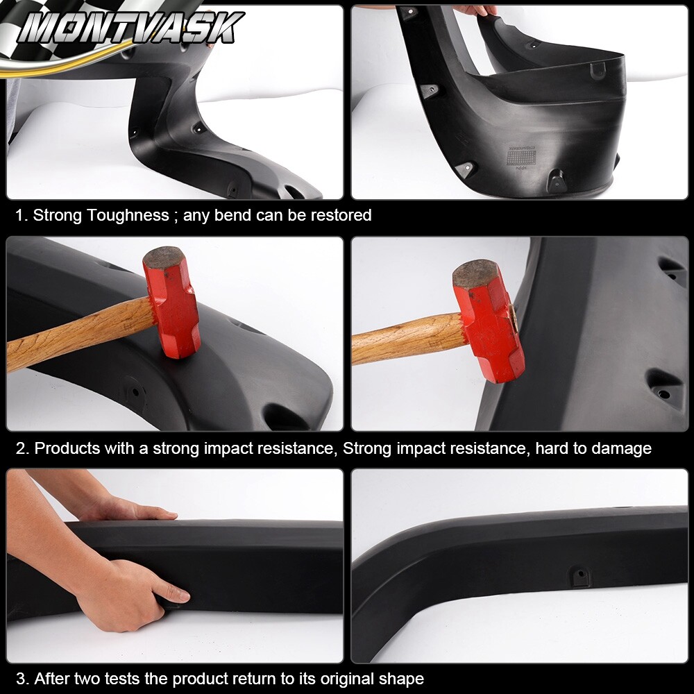 6pcs Pocket Rivet Style Fender Flares Black Fit For 2009-2014 F150 Offroad