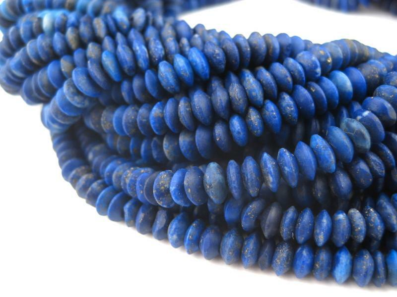 Lapis Lazuli Saucer Beads 5mm Afghanistan Blue Gemstone 14-16 Inch Strand