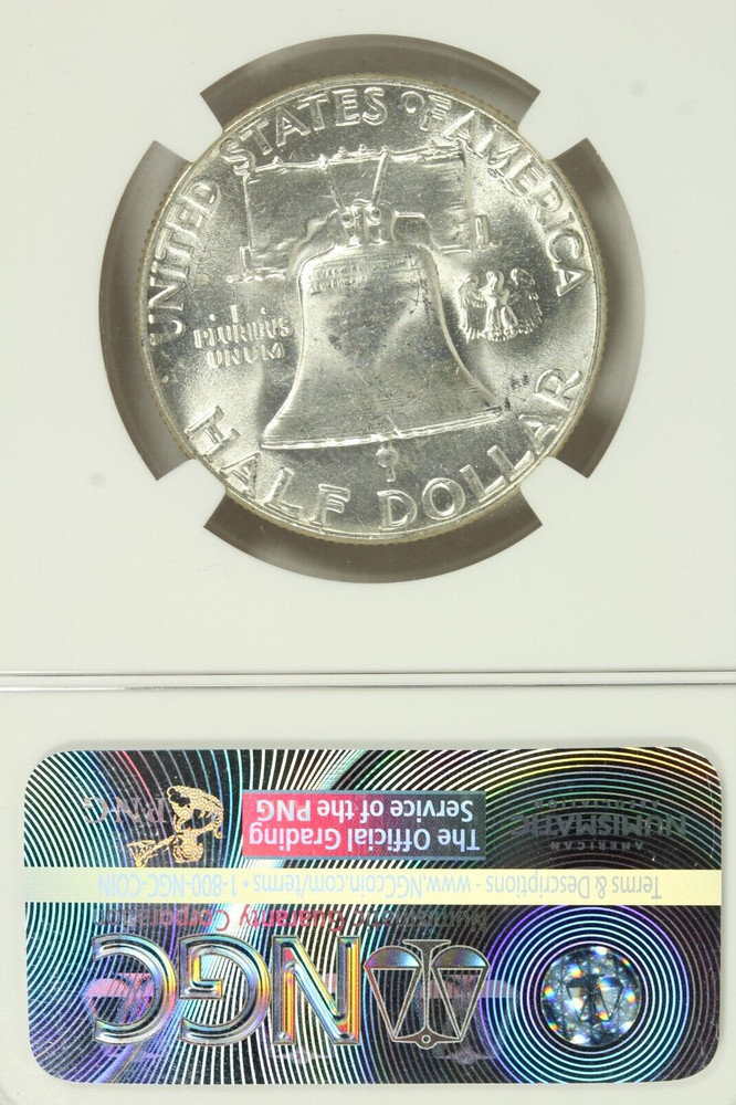 1954 Franklin Half Dollar : NGC MS64FBL Blazing White
