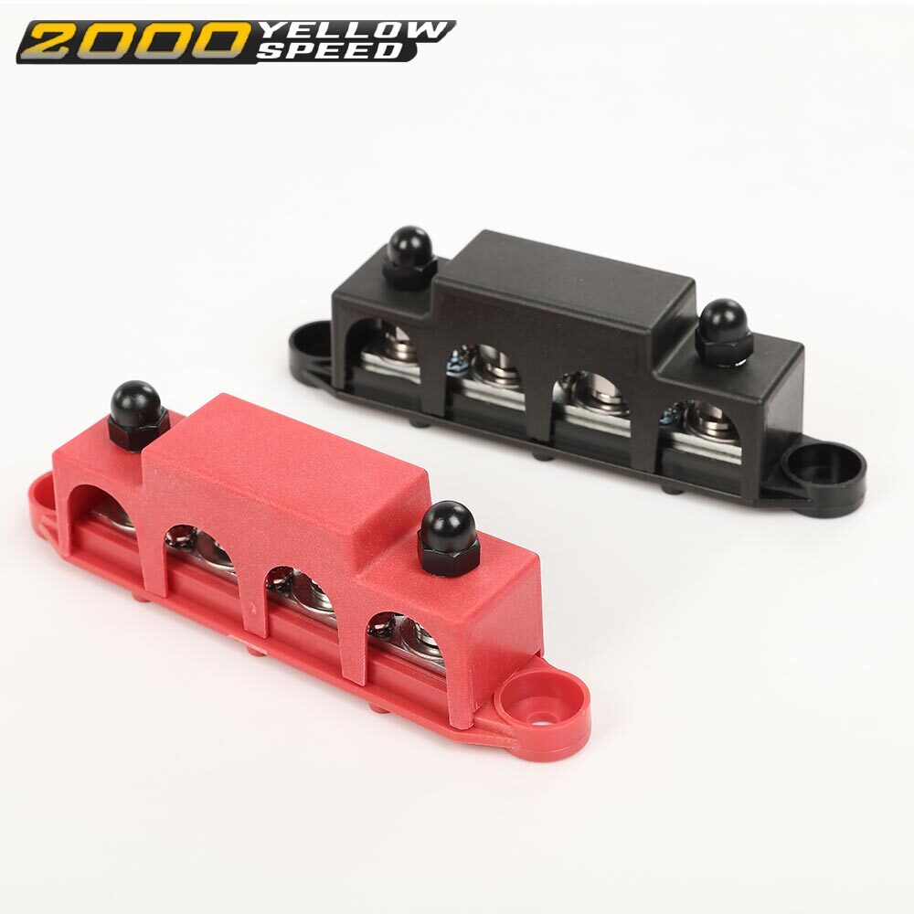 5/16" 12V 250A 4 Post Busbar Bus Bar Power Distribution Block With Cover 2Pcs US