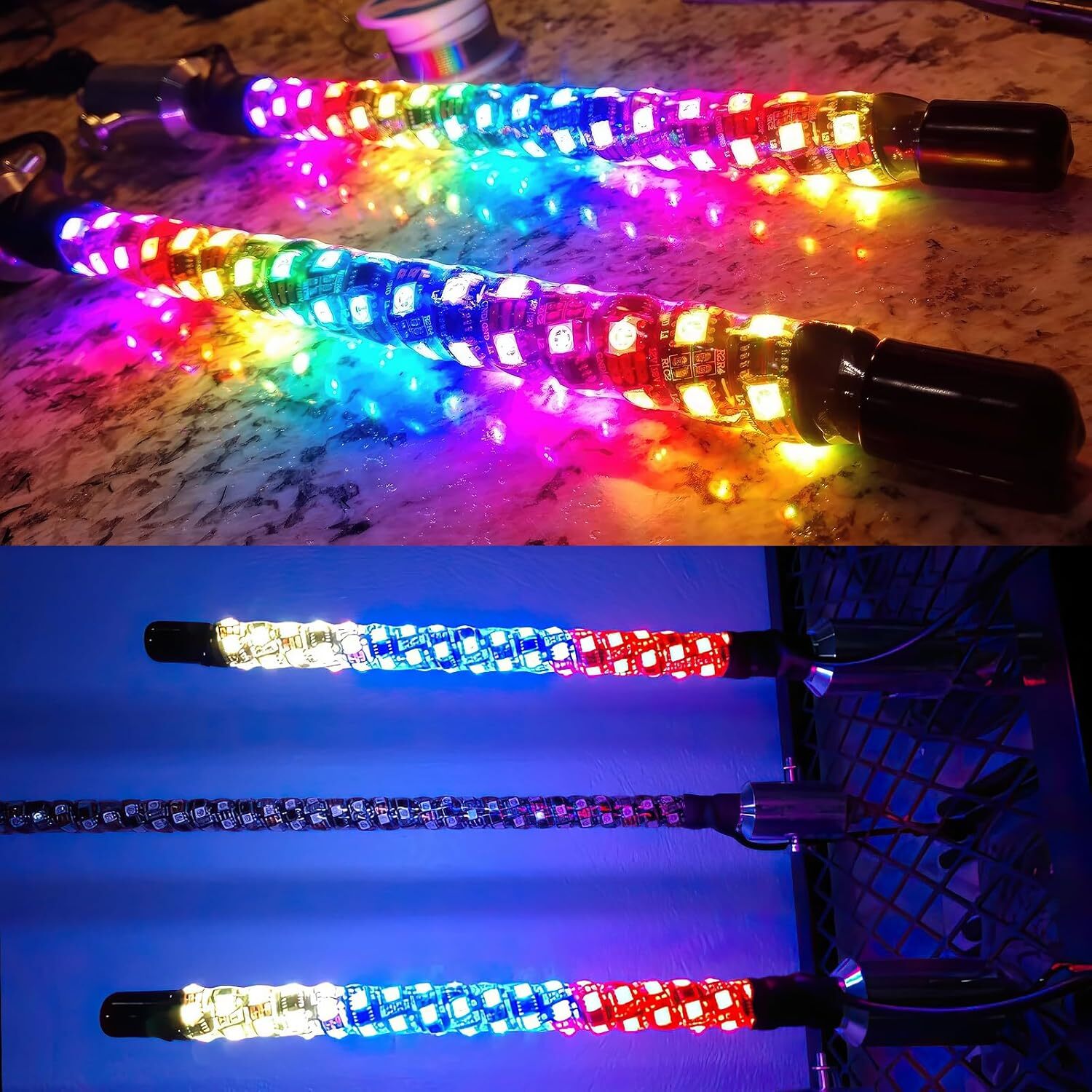 For Can-am Outlander 570 XMR X3 2PCS 1FT LED Whip Lights RGB Chasing Antenna