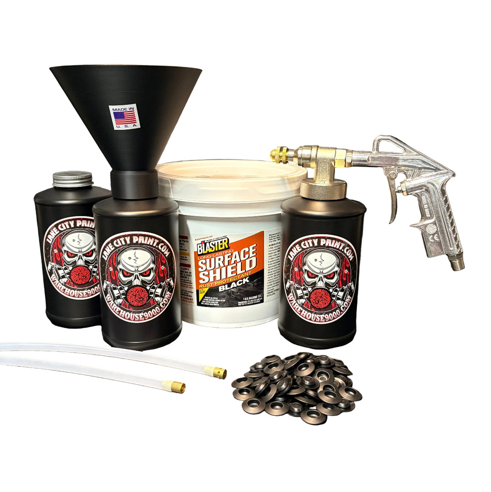 PB Blaster Surface Shield Black Pro Undercoating Gun & Threaded Funnel - 2 Wands