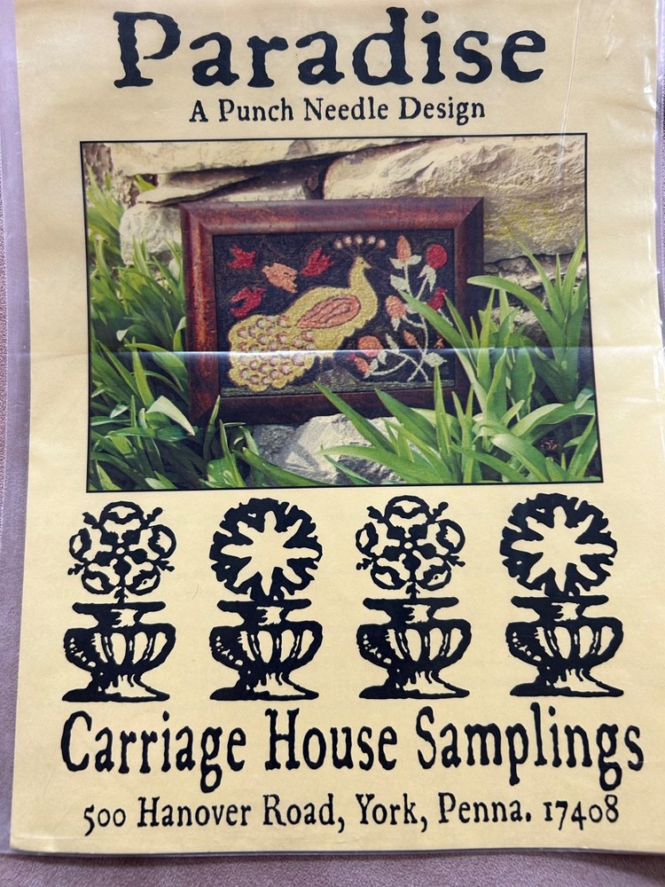 PRIMITIVE PUNCHNEEDLE EMBROIDERY PATTERN, CRAFTS PUNCH NEEDLE PEACOCK
