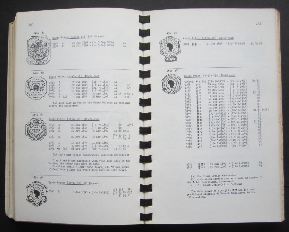 Impressed duty stamps of Great Britain. Fiscal Stamp Catalogue 1981. rare book