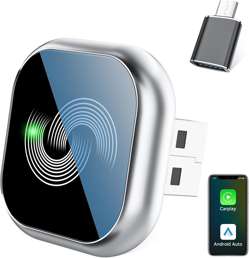 Adaptador CarPlay Inalambrico Bluetooth 2en1 Android Auto Plug Play iOS 10+ Auto