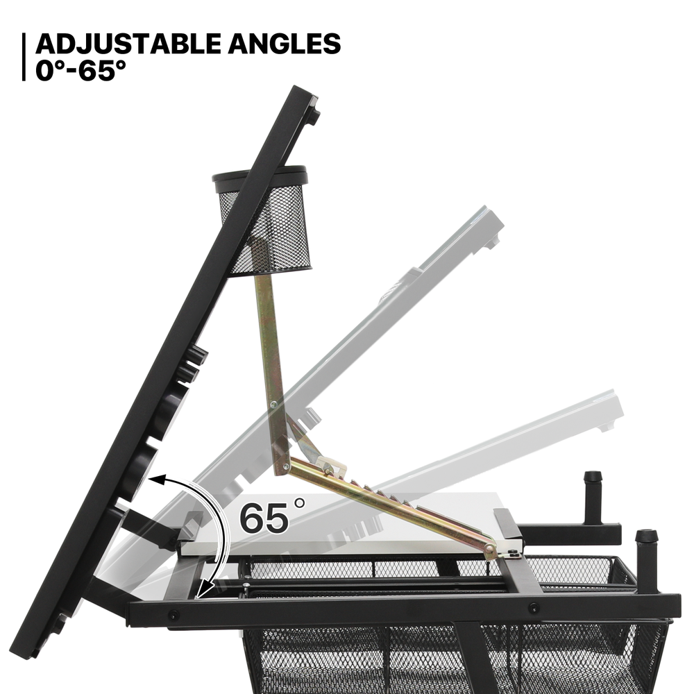 Drawing Drafting Table Adjustable Wooden Tabletop Art Craft Work Station w/Stool
