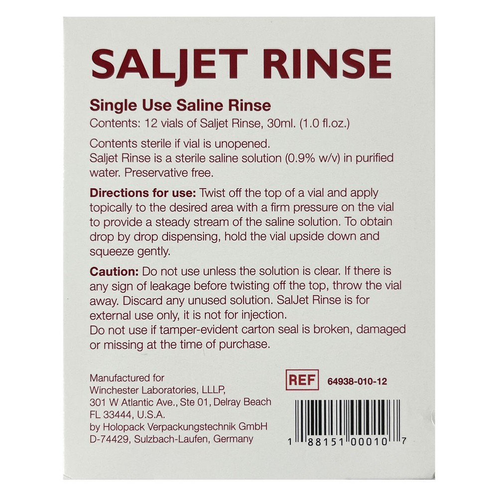 Saljet Rinse 0.9% Sterile Saline Solution (12-Pack)