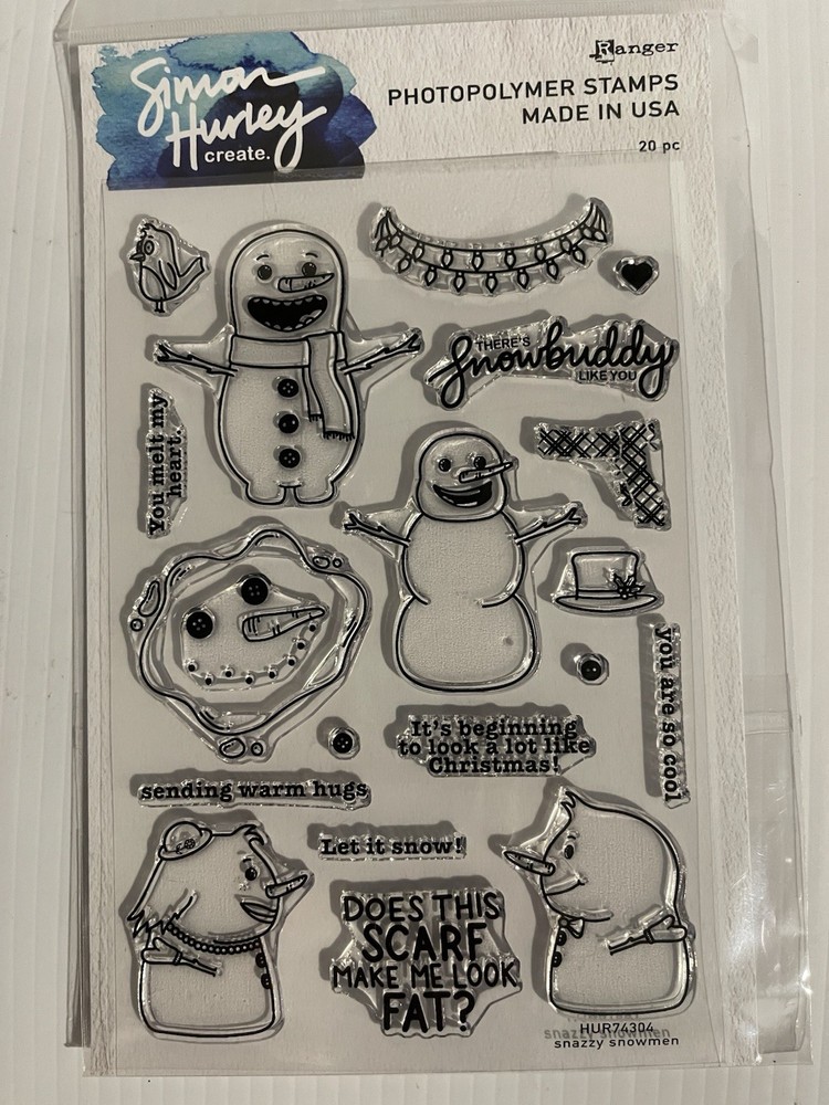 Simon Hurley Create Snazzy Snowmen Clear Stamp Set – Ranger Holiday Card