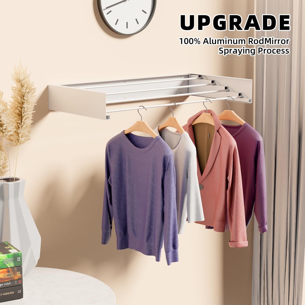 Wall Mounted Drying Rack for Small Space, 23.6" Foldable Collapsible Laundry ...