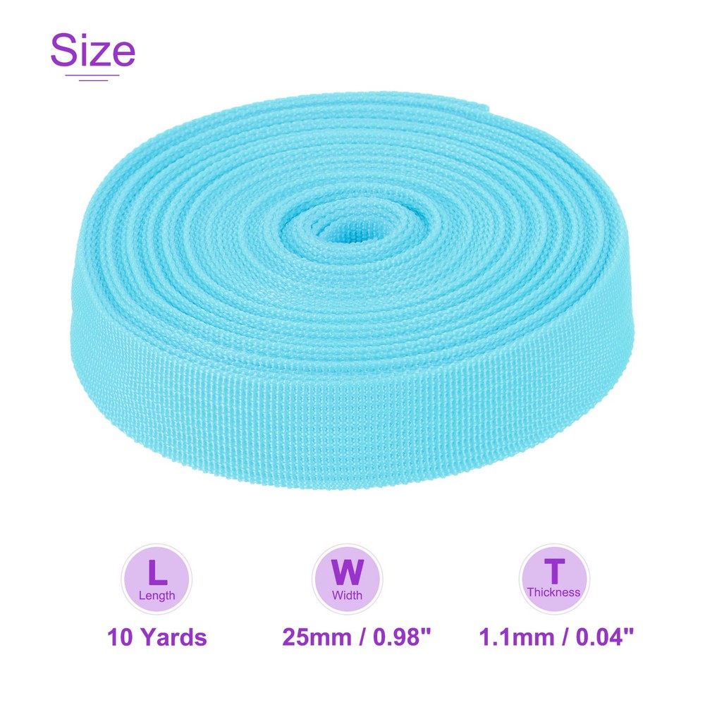 10Yard x 1 Inch Width Nylon Webbing Strap Poly Flat Webbing Strapping Light Blue