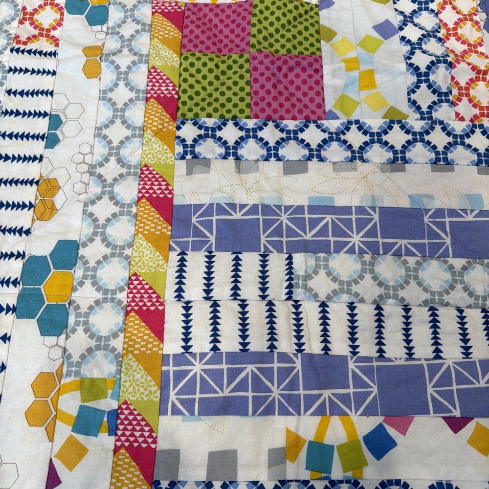 Handmade Lap Quilt 37” Square Periwinkle Backing And Border