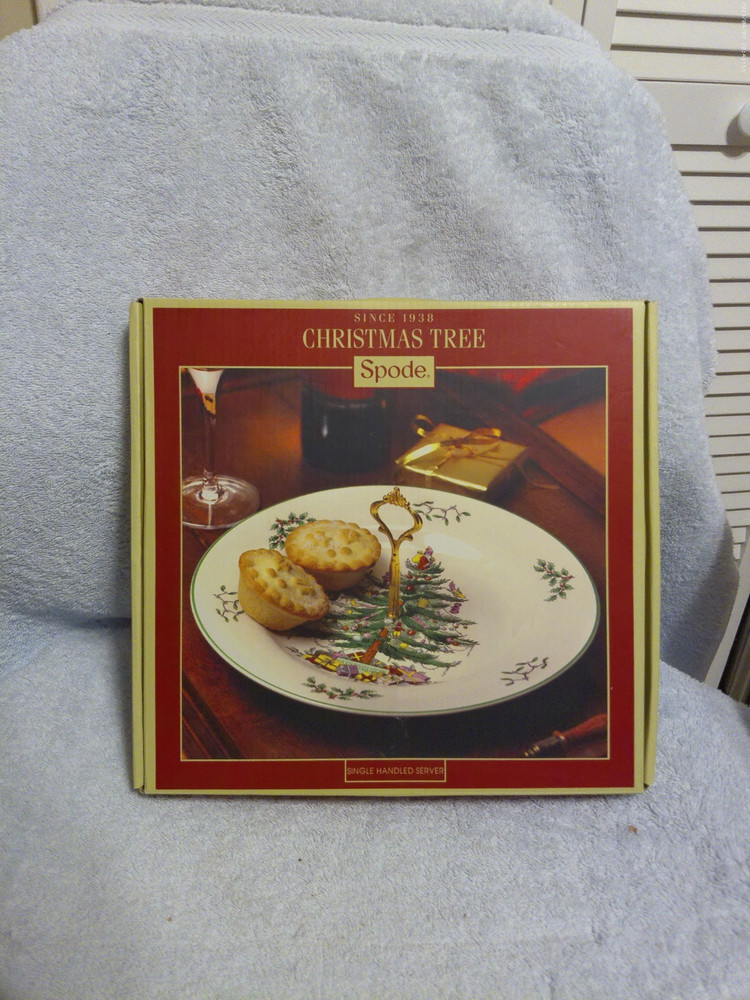 Spode Christmas Tree Single Handled Tidbit Server Tray 10.5" New In Box