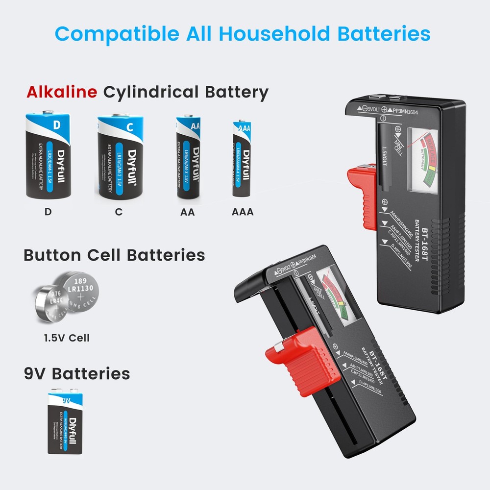 Battery Tester, Universal Battery Testers Small Battery Checker for AAA AA C ...