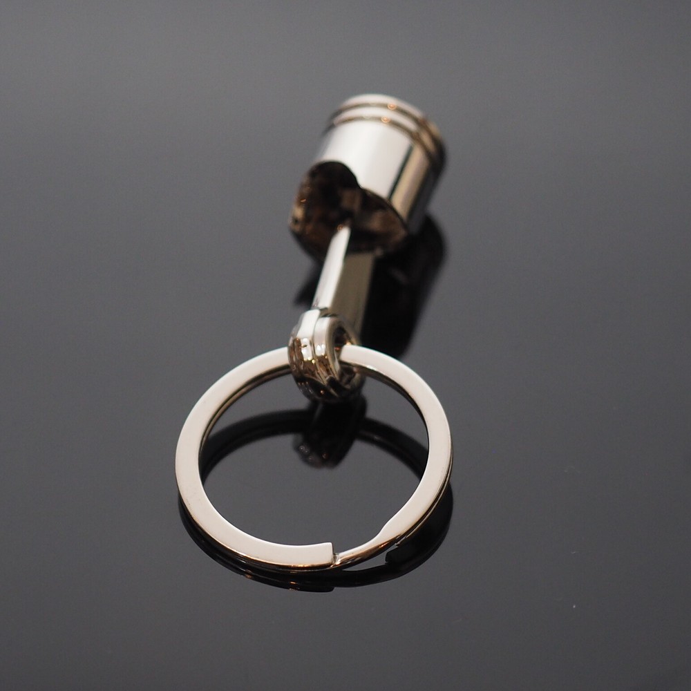Piston Connecting Rod Car Engine Silver Metal 3D Keyring Keychain Key Chain Ring