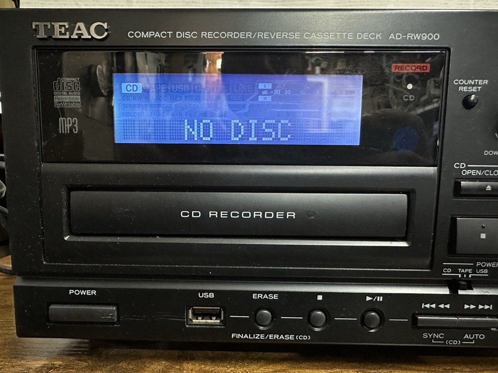 TEAC AD-RW900 CD Compact Disc Recorder Reverse Cassette Deck USB Black