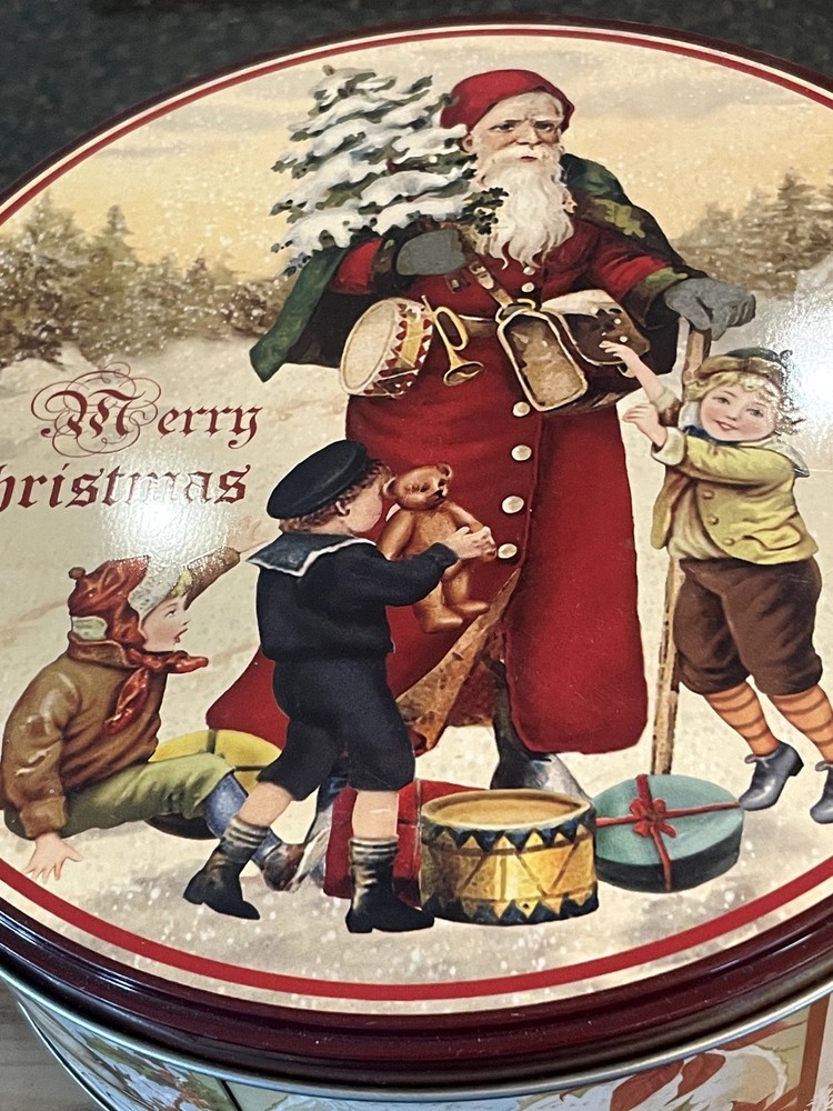 Santa Clause Decorative Tin - Christmas Holidays Nostalgia Container, EUC