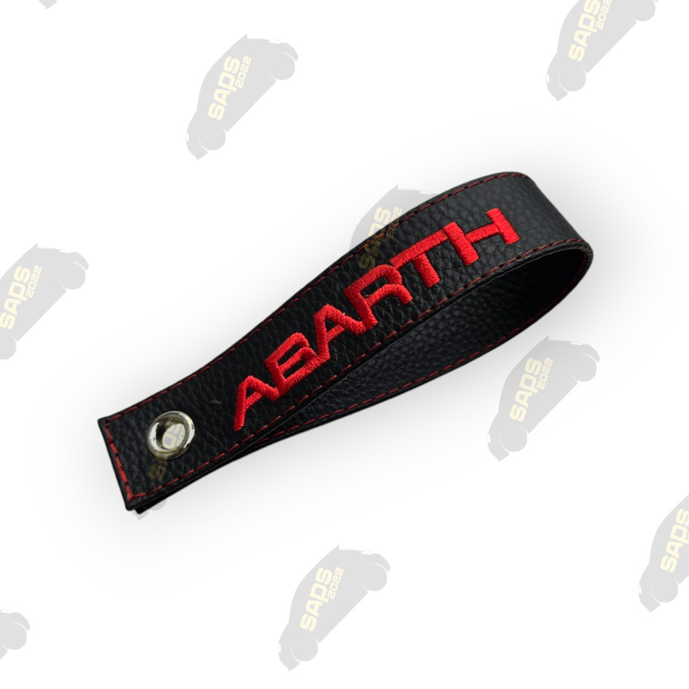 Abarth Black / Red Stitch Leather Interior Boot Pull Strap Handle Fiat 500