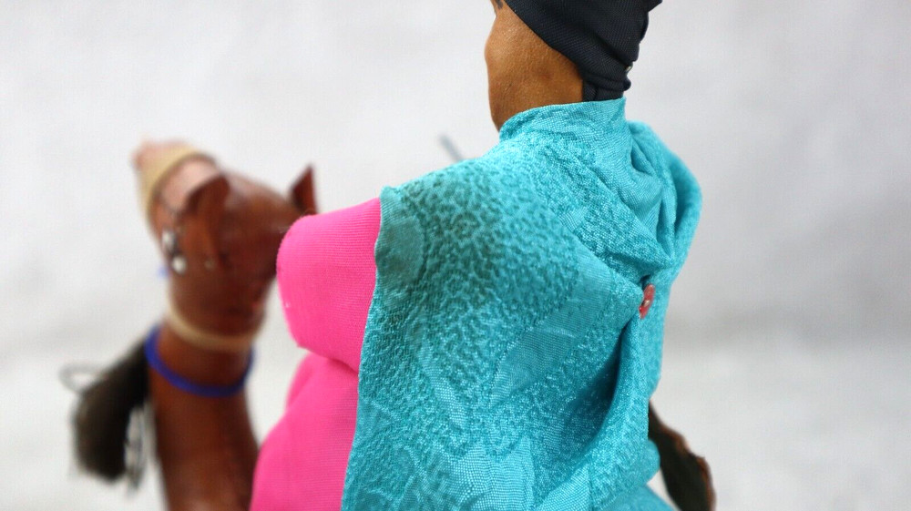 Leather Bound Wrapped Camel Figurine with Rider