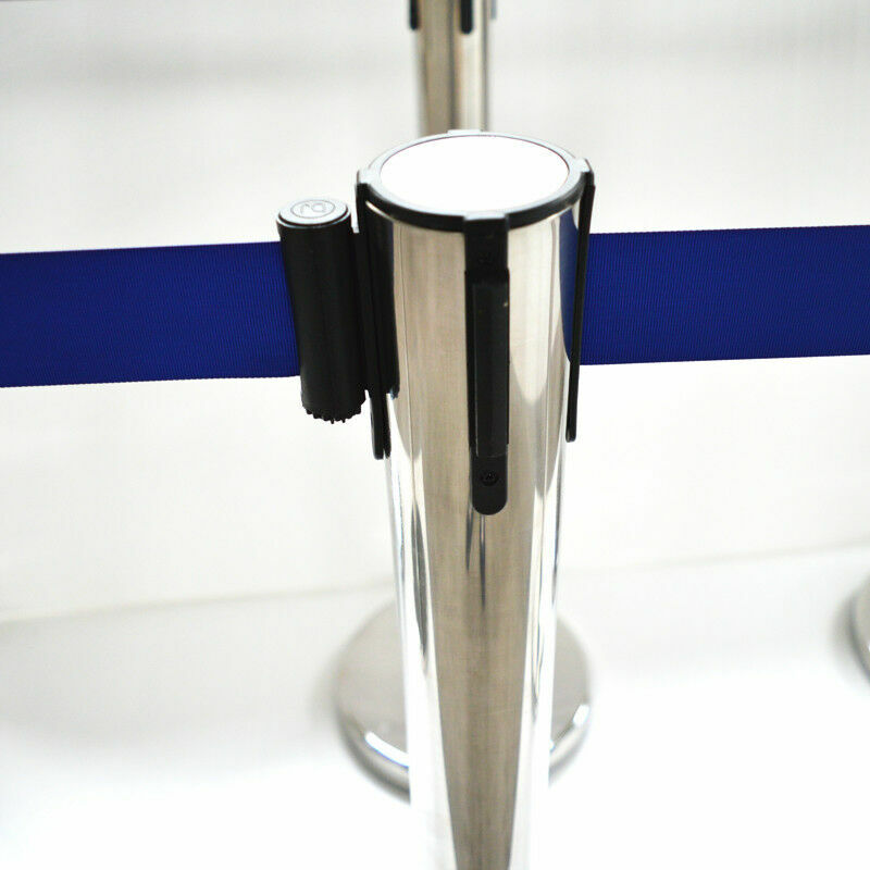 6PCS Stanchion Posts Queue Pole Retractable Belt Crowd Control Barrier Keep Safe