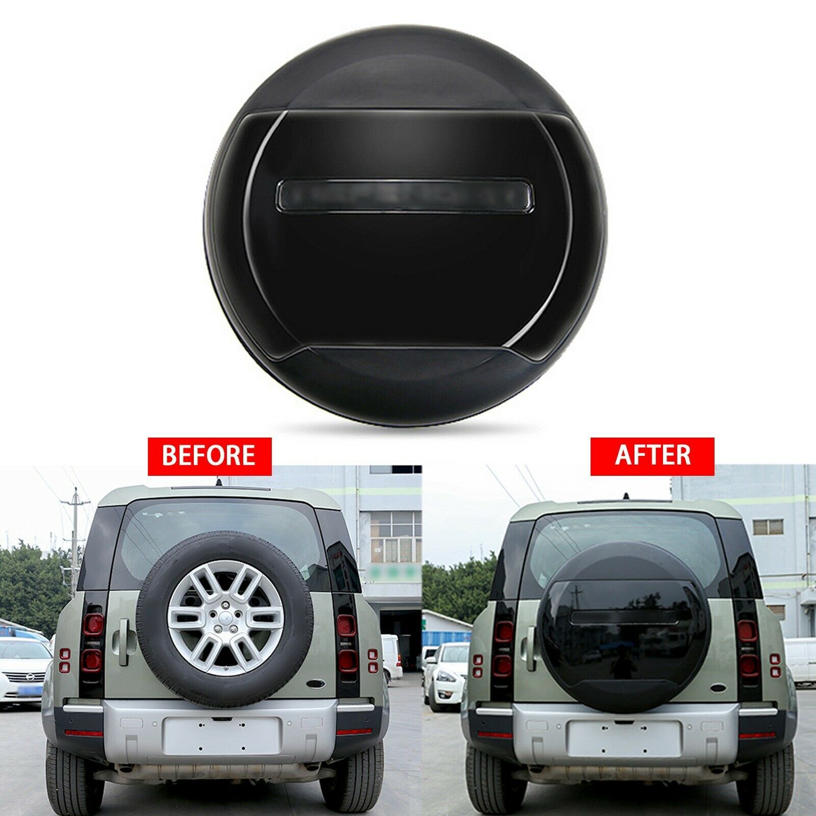 ABS Black Spare Tyre Tire Cover Fit For 2020-2024 Land Rover Defender 90 110 130