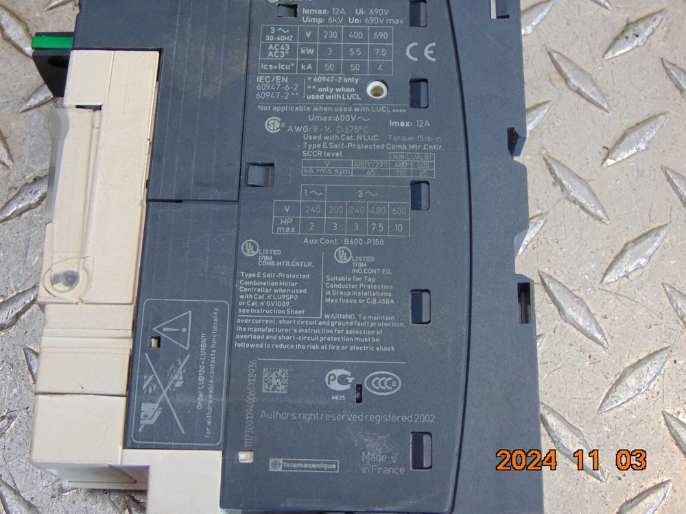 SCHNEIDER LUCA05FU MANUAL MOTOR STARTER