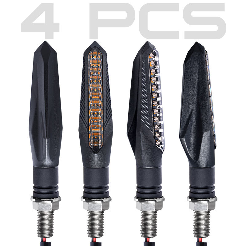 4X Sequential Flowing Motorcycle LED Turn Signal Blinker Light Indicator Amber