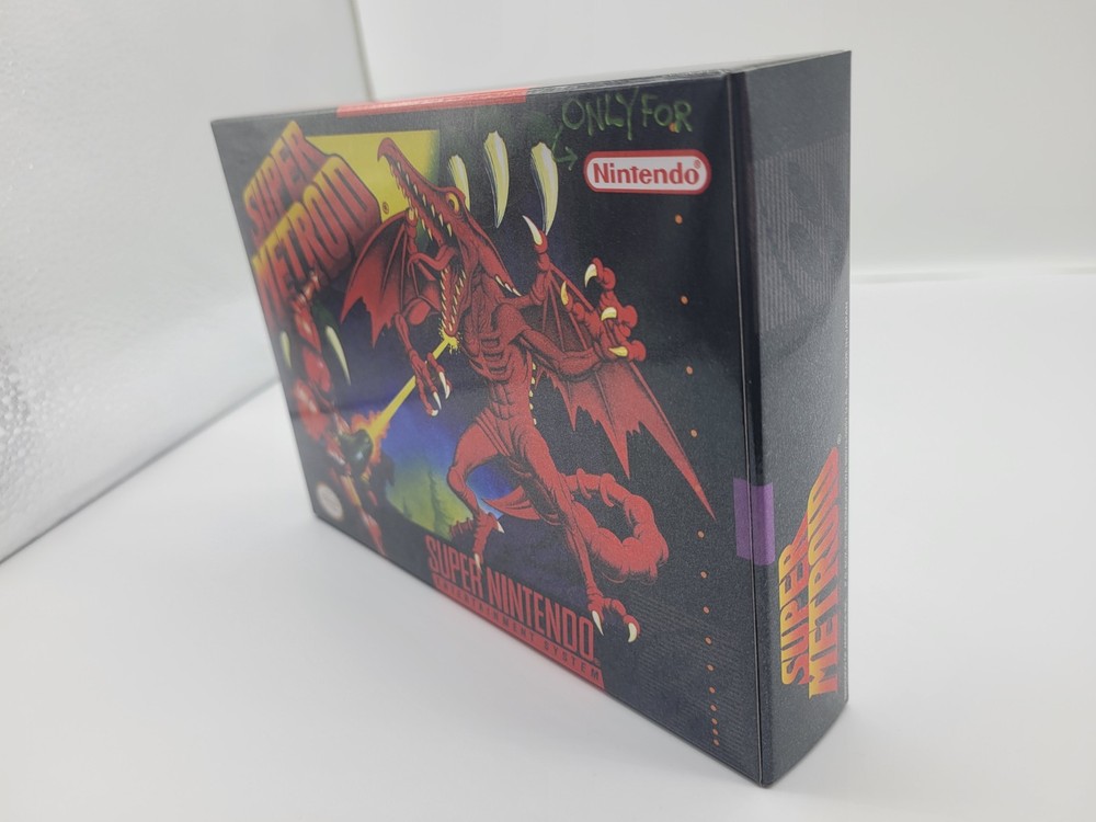 SUPER METROID SUPER SNES BOX ONLY REPLACEMNT BOX INCLUDES INSERTS + CLEAR CASE