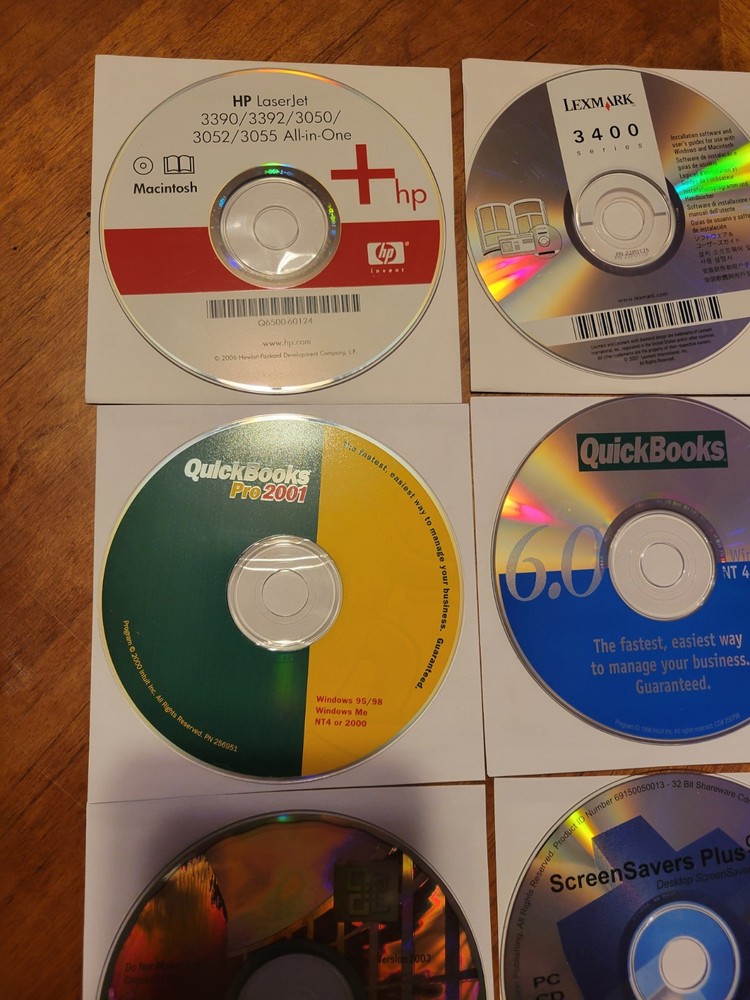 12 - Vintage Computer PC CD-ROM Software Loose Discs - Microsoft Quickbooks More