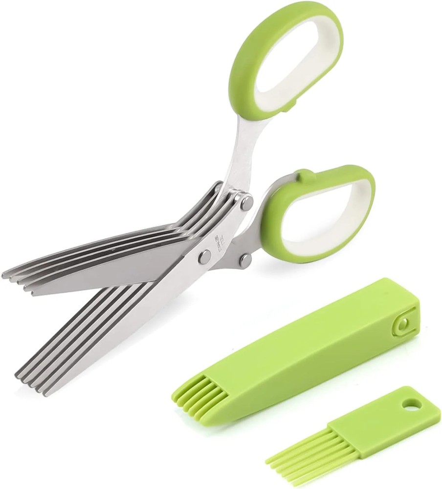 Herb scissors, Multipurpose Cutting Shears with 5 Blade Kitchen Salad Scissors,