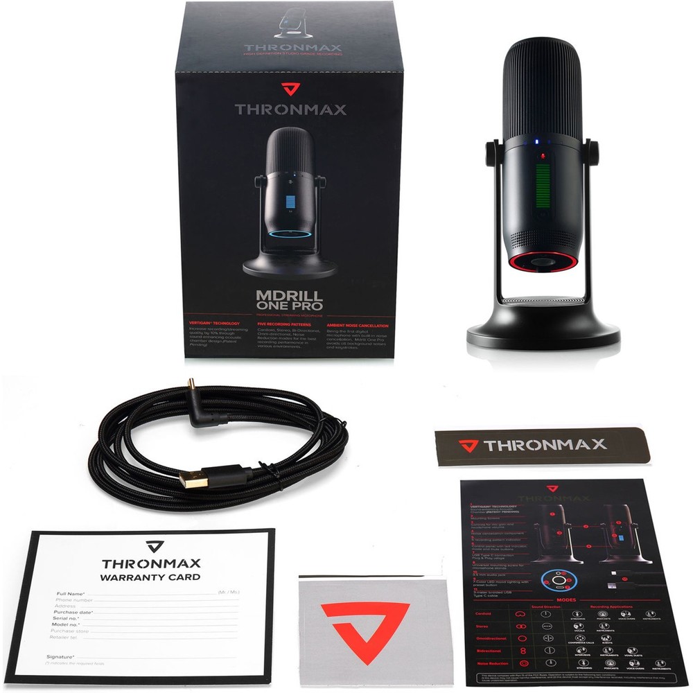 Thronmax MDrill One USB Microphone with Tabletop Stand,Jet Black