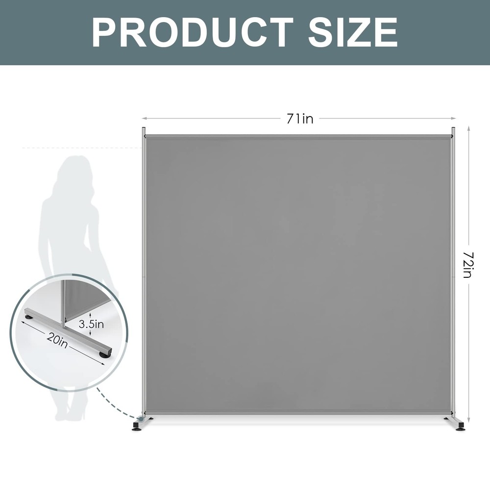 RANTILA Single Large Panel Room Divider, Privacy Screen 1 Panel, Grey