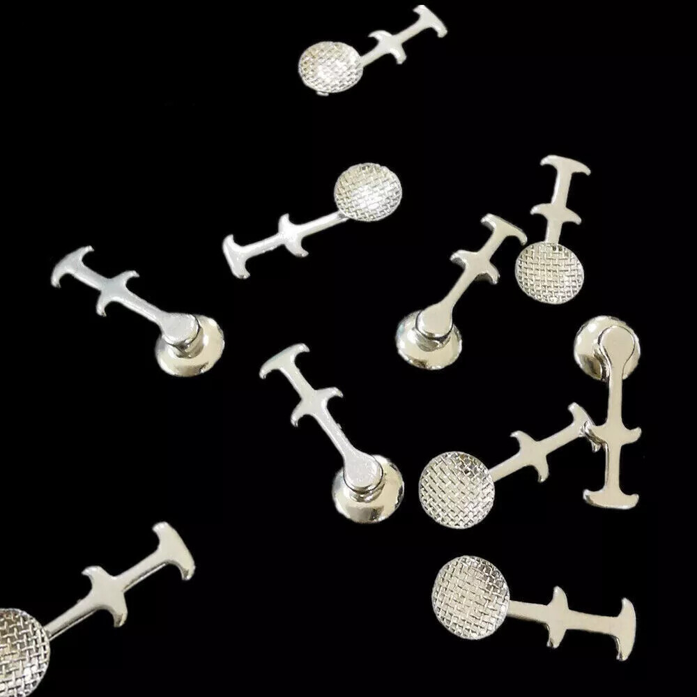 Dental Orthodontic Bondable Lingual Button Multi-hook Arms Braces Slid Crimpable