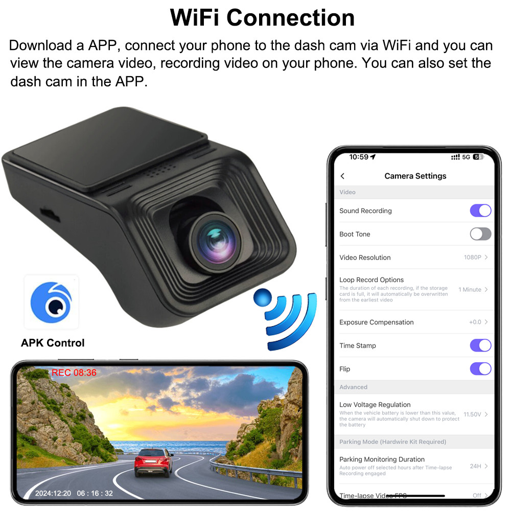 Car DVR Android USB Wifi Camera HD 1080P Recorder Dash Cam For Android Player