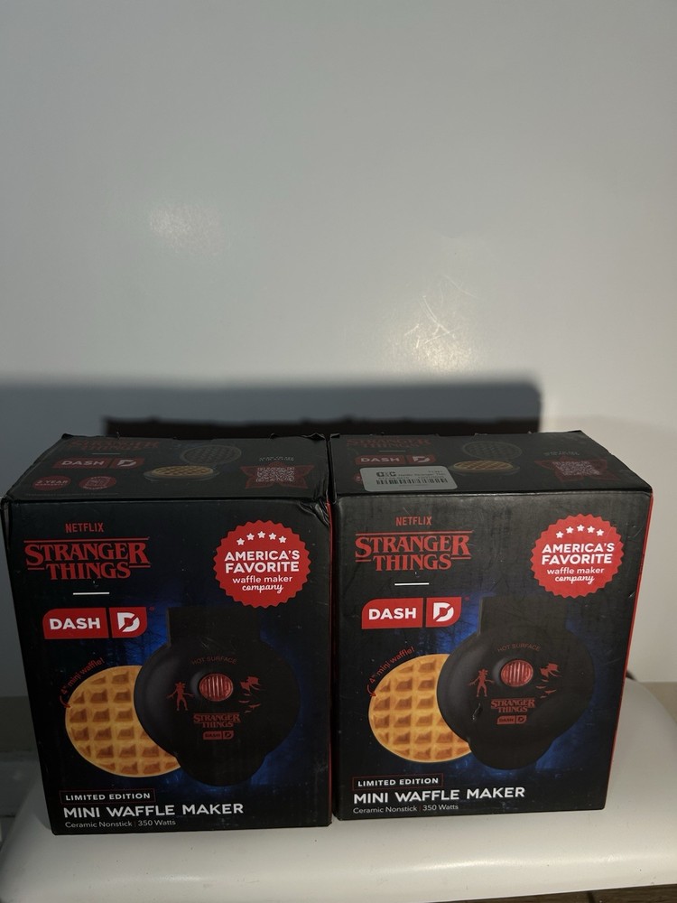 2 Pack Dash Stranger Things Mini Waffle Maker Limited Edition 4” Nonstick New