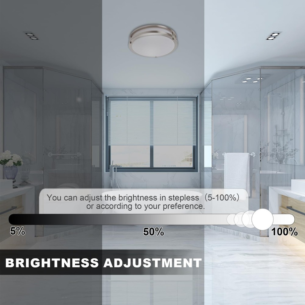 OOWOLF 4-Pack 13” LED Flush Mount Ceiling Light Fixture, 5CCT Adjustable 3