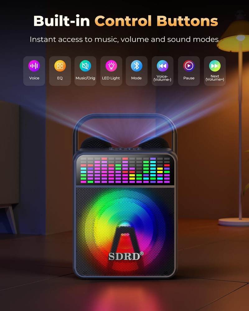 Karaoke Machine with 2 Wireless Mics, SD-512 Powerful Loud Sound, Bluetooth, ...